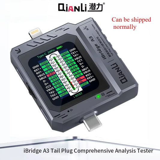 QIANLI iBridge A3 mobile phone tail plug detector Support Lightning and Type-C interface devices for IPhone HUAWEI Samsung XM Professional Repair Tools