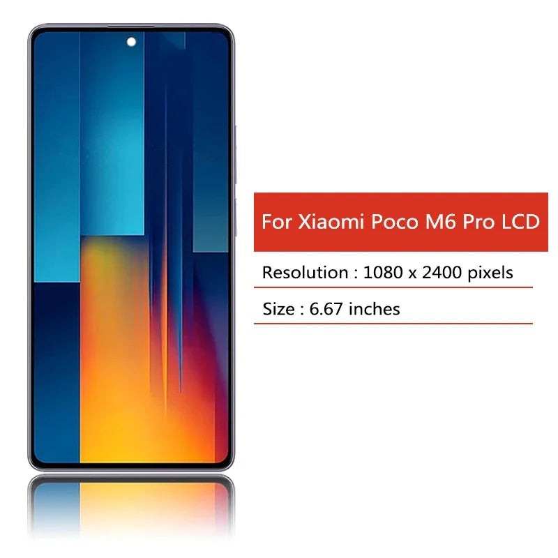 6.67"Tested M6Pro Display Screen for Xiaomi Poco M6 Pro 4G LCD Display Digital Touch Screen Digitizer Assembly Replacement Xiaomi phone repair parts