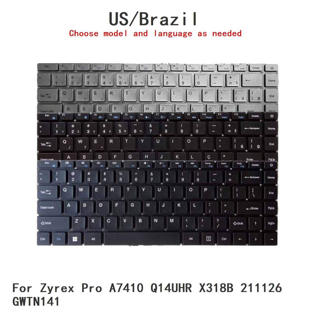 New US Brazil Language  Keyboard For Zyrex Pro A7410 Q14UHR X318B 211126 GWTN141 Notebook PC Replacement Keyboard