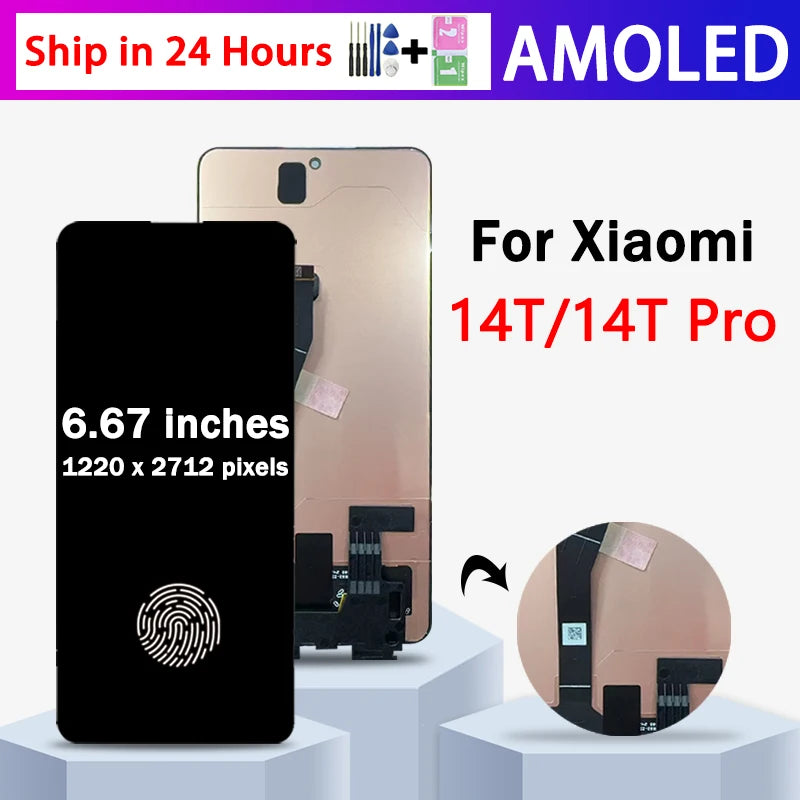6.67"AMOLED For Xiaomi Mi 14T 2406APNFAG LCD For Xiaomi Mi 14T Pro 2407FPN8EG LCD Display Touch Digitizer Assembly Xiaomi phone repair parts