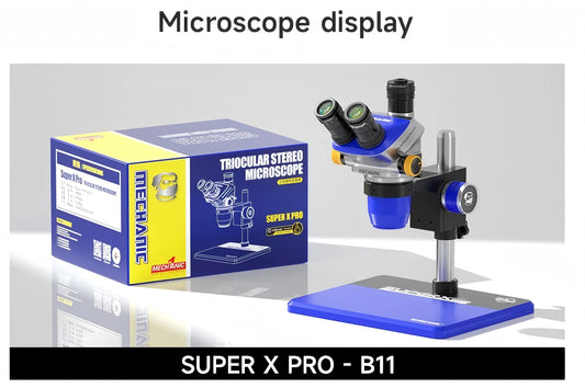 MECHANIC SUPER X PRO-B11 Trinocular Stereo Industrial Microscope Continuous Zoom 6.5-52X PL10X26 Eyepieces CCD 0.45X CTV Adapter Professional Repair Tools