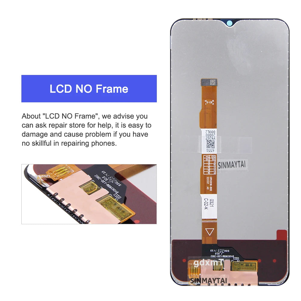 6.51" For vivo Y16 LCD Display V2204, V2214 Display Touch Digitizer Replacement Parts,With Frame For VIVO Y16 V2214 LCD Display Vivo phone repair parts