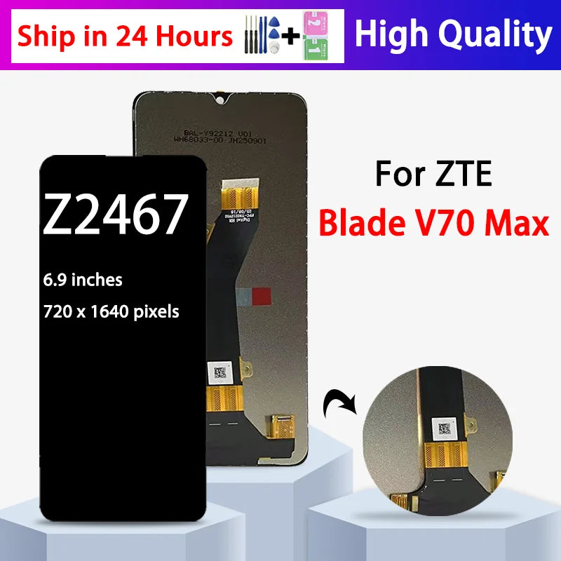 6.9"Screen For ZTE Blade V70 Max LCD Display Touch Screen Digitizer Assembly Z2467 LCD Screen Replacement ZTE phone repair parts