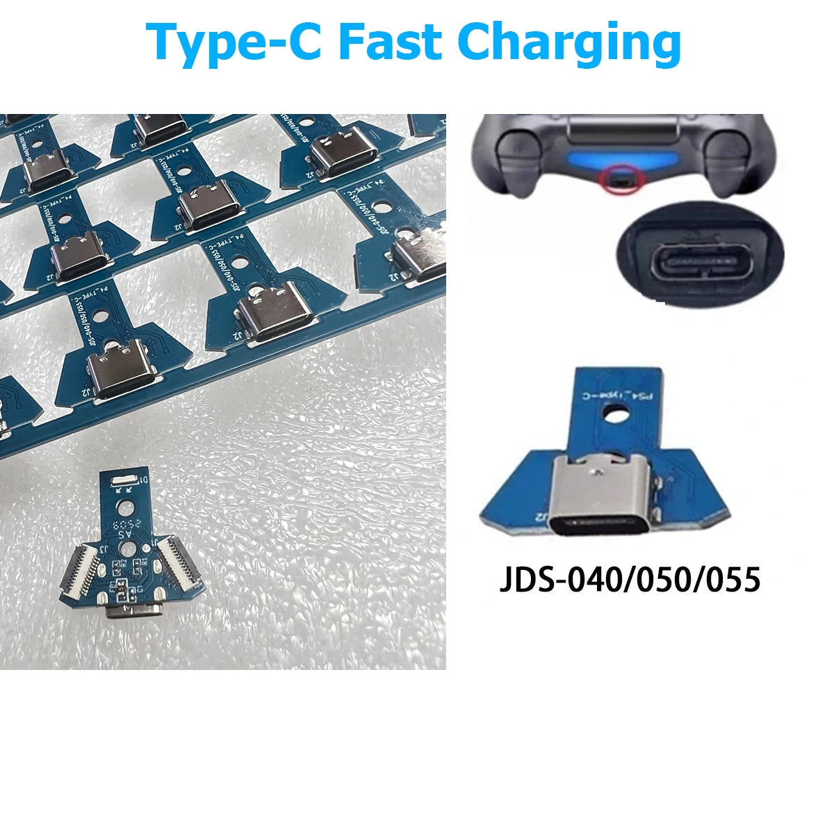 10/20/30PCS DIY USB C Type-C Female Socket Charging Port Jack Board +12PIN Flex Cable for PS4 JDS-040 JDS-050 JDS-055 Controller Game console repair parts