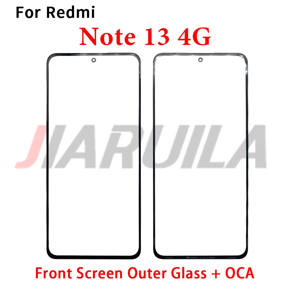 New Screen Front Outer Glass + OCA For Xiaomi Redmi Note 10 10s 11 11s 12 12s 13 Pro Plus 4G 5G Screen Touch Panel Glass Xiaomi  Xiao mi phone repair parts
