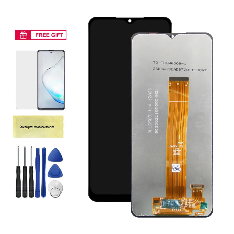 6.5'' A12 Display Screen with Frame, for Samsung Galaxy A12 A125 A125F Lcd Display Touch Screen Digitizer Assembly Replacement Samsung phone repair parts