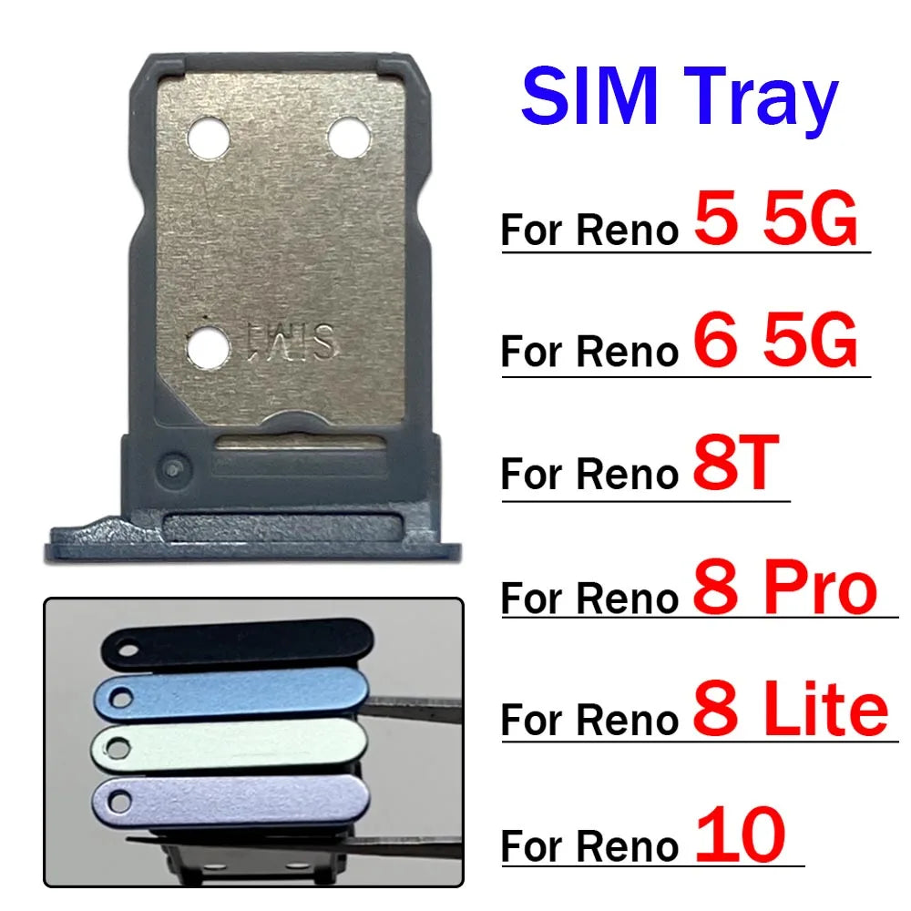 New For OPPO Reno 5 6 8 10 8T Pro Lite 4G 5G SIM Card Slot SD Card Tray Holder Adapter OPPO phone repair parts