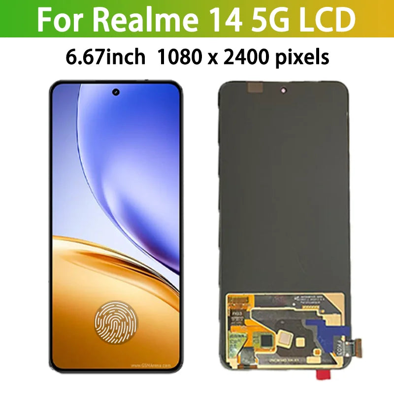 RMX5070 Premium Lcd For Realme 14 5G LCD Display Touch Screen Digitizer Panel Assembly Realme14 5G Lcd Screen With Frame Oppo phone repair parts Realme phone repair parts