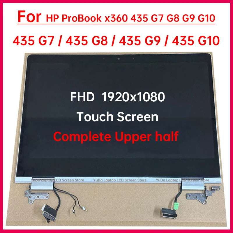 13.3" Laptop LCD Touch Screen For HP ProBook x360 435 G7 G8 G9 G10 Display Complete assembly Replacement Upper half 1920x1080 HP laptop repair parts