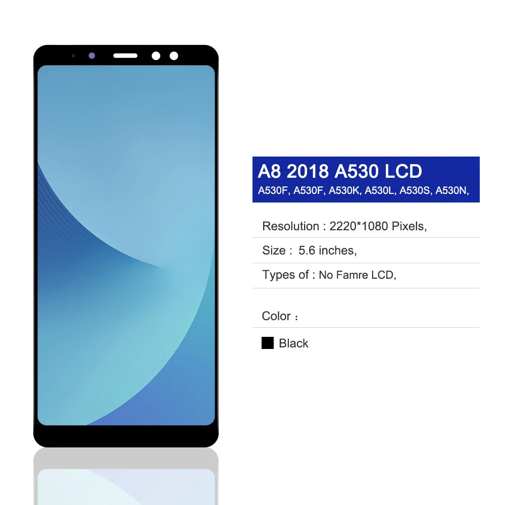 A530 A530F A530F/DS Display Screen For Samsung Galaxy A8 2018 Lcd Display Touch Screen Digitizer Assembly Replacement Samsung phone repair parts