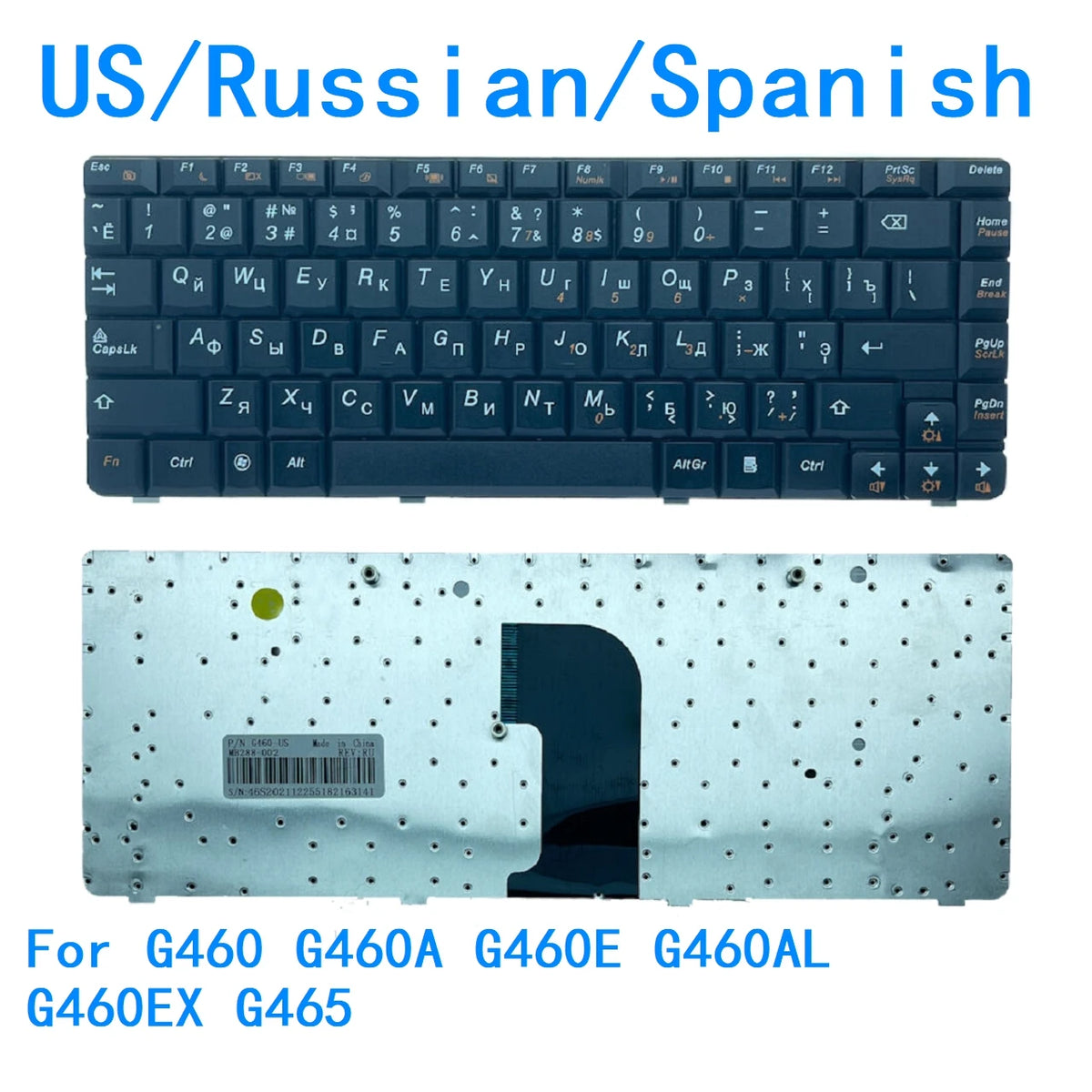 New US Russian Spanish Language  Keyboard For Lenovo G460 G460A G460E G460AL G460EX G465 Notebook PC Replacement Keyboard Lenovo laptop repair parts