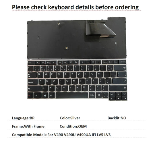 New Brazil Language  Keyboard For Lenovo V490 V490U V490UA IFI LV5 LV3 Notebook PC Replacement Keyboard Lenovo laptop repair parts