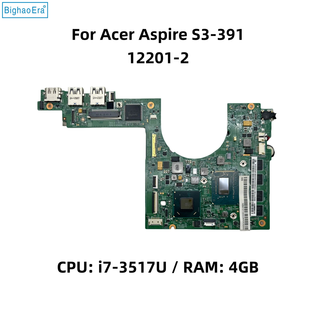 For Acer Aspire S3-391 Laptop Motherboard 12201-2 With i5-3337U i7-3517U i7-3537U CPU 4GB-RAM HM77 Chipset NBM1011009 NBM101100B Acer laptop repair parts