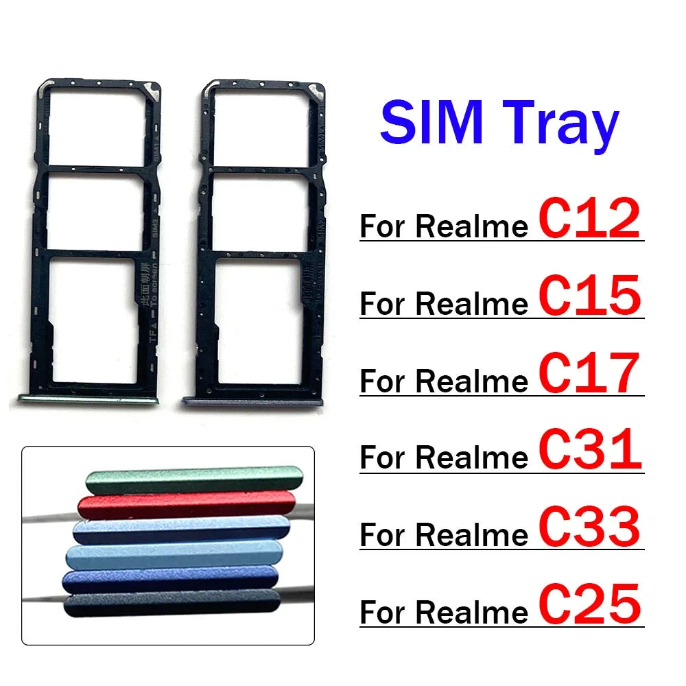 New For OPPO Realme C15 C31 C33 C25 C17 C12 SIM Card Slot SD Card Tray Holder Adapter Realme phone repair parts