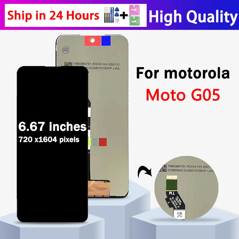 6.67' For Motorola Moto G05 LCD Display Touch Screen with Frame Assembly Replacement For Moto G05 LCD Screen Motorola phone repair parts