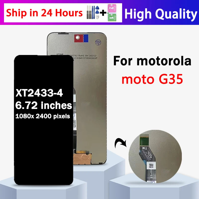 6.72“Tested G35 Screenn Replacement For Motorola Moto G35 5G XT2433-4 LCD Display + Touch Screen Sensor Digiziter Assembly Motorola phone repair parts