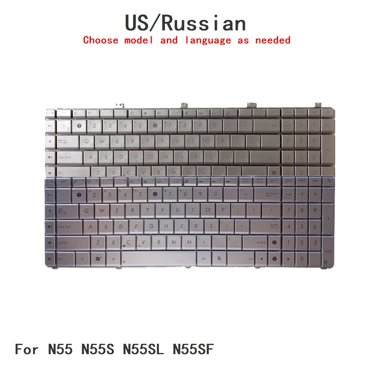 New US Russian Language  Keyboard For ASUS N55 N55S N55SL N55SF Notebook PC Replacement Keyboard ASUS laptop repair parts