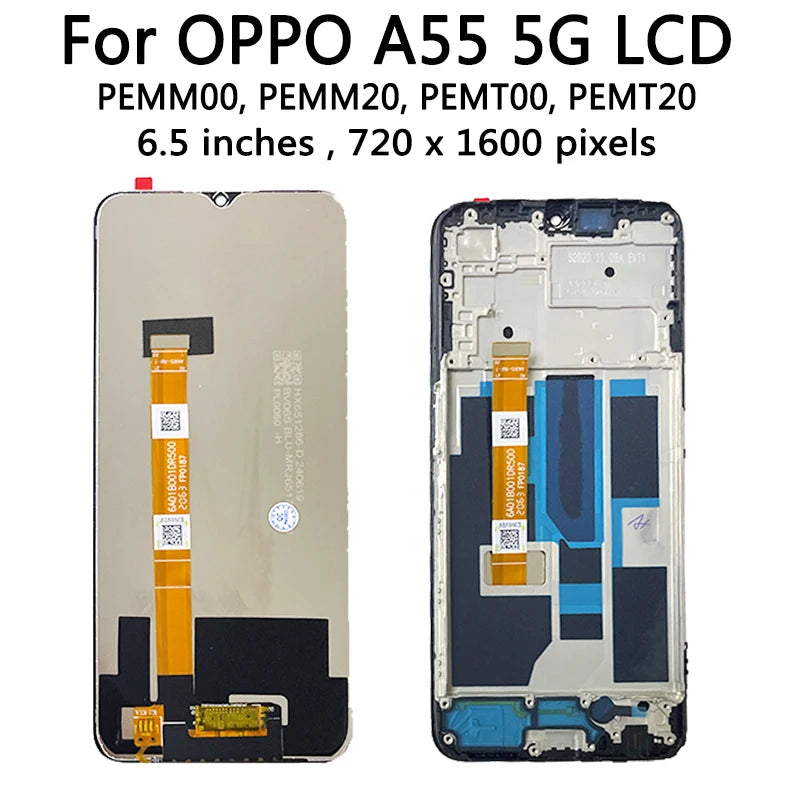 A55 Display For Oppo A55 4G CPH2325 LCD Display Screen+Touch Panel Digitizer For Oppo A55 5G PEMM00 LCD A55s 5G CPH2309 Display Oppo phone repair parts Realme phone repair parts