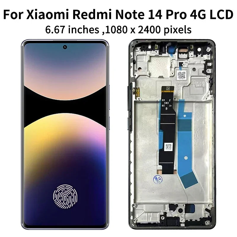 Note14Pro 4G 24116RACCG Display Screen With Frame For Xiaomi Redmi Note 14 Pro 4G LCD Display Screen Touch Digitizer Assembly Xiaomi phone repair parts