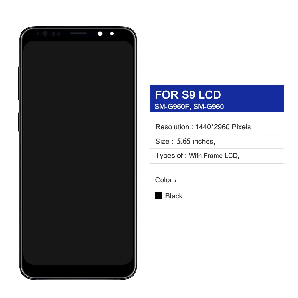 100% Tested Display For Samsung Galaxy S9 LCD With Digitizer Touch Screen Assembly SM-G960FD S9 G960 LCD with Frame Replacement Samsung phone repair parts