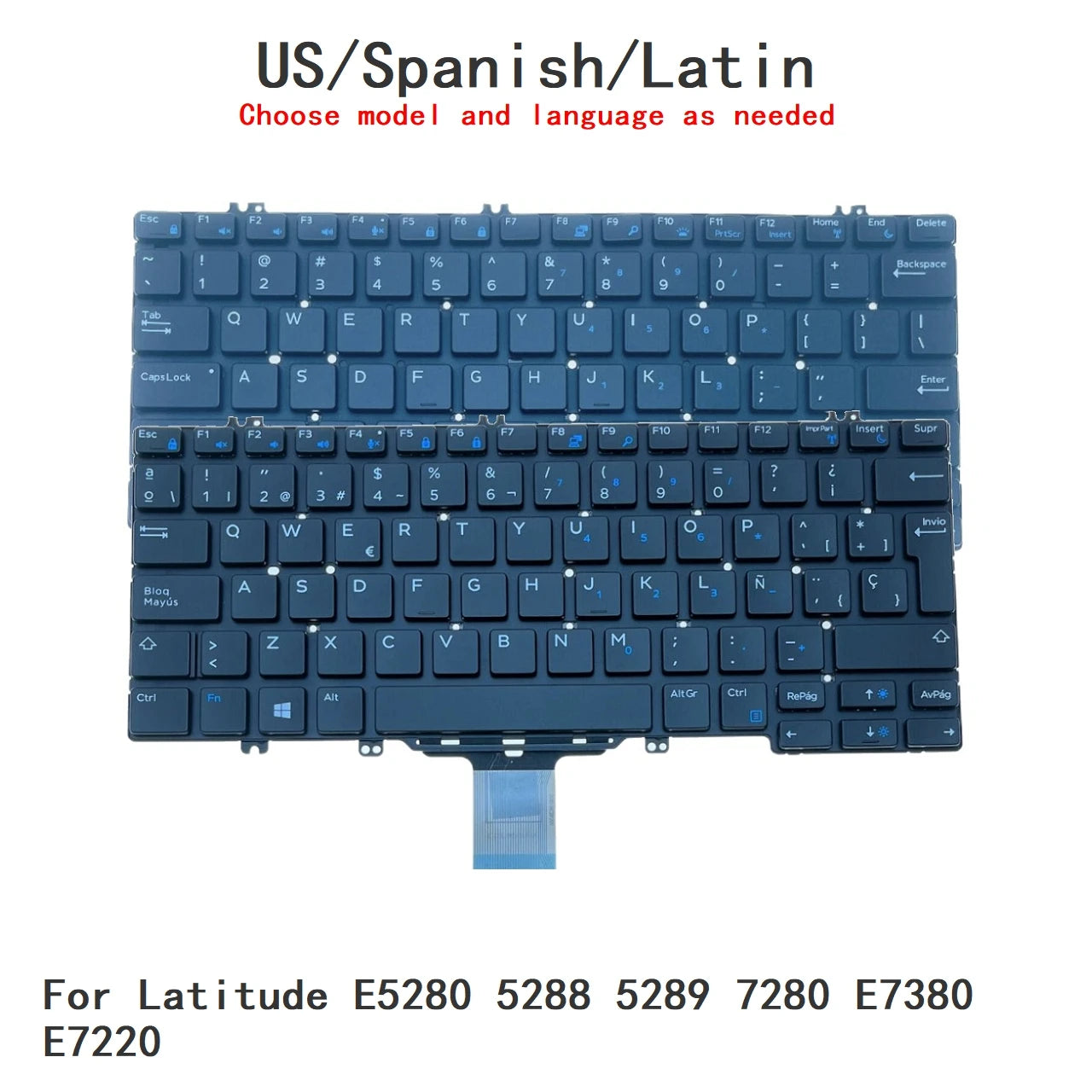 New US Spanish Latin UK Laptop Backlit Keyboard For Dell Latitude E5280 5288 5289 7280 E7380 E7220 0GDRR0Dell laptop repair parts