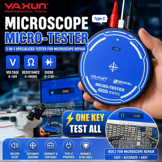 YAXUN YX-821D Microscope Tester with Diode Voltage Resistance and Continuity Functions for Microscope Phone PCB Repair Tool Professional Repair Tools