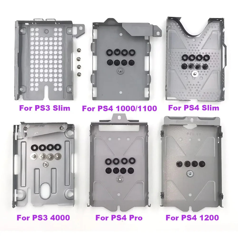 For PS4 1000 1100 1200 Slim Pro Hard Disk Drive Bracket for PS3 Slim 2500/3000 PS3 4000 HDD Metal Frame With Screws Game console repair parts