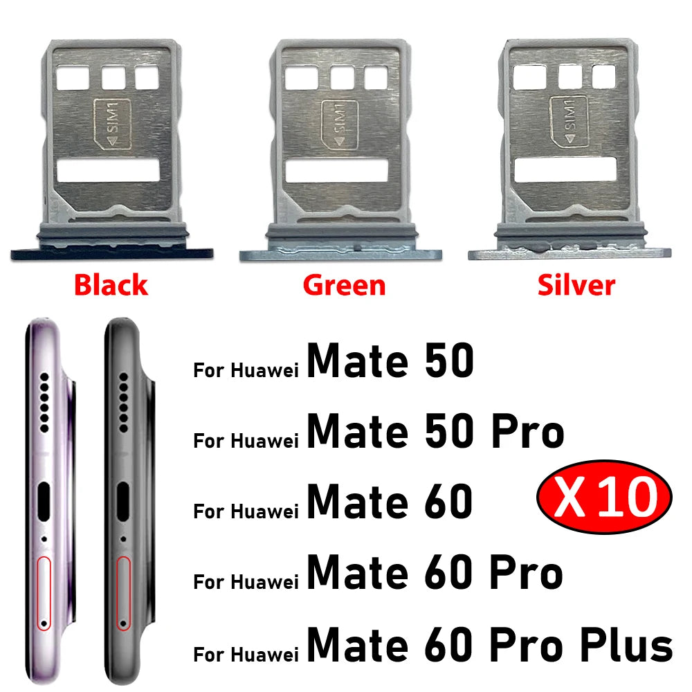 10Pcs, SIM Card Holder Tray Slot Holder Adapter Socket For Huawei Mate 50 60 Pro Plus 4G 5G Huawei phone repair parts