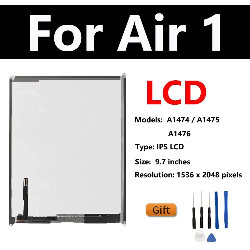 OEM LCD For Apple iPad Air 1 2 3 4 2019 2020 A2324 A1474 A1566 A2123 A2072 Touch Screen Digitizer Glass Assembly Replacement  iPad repair parts