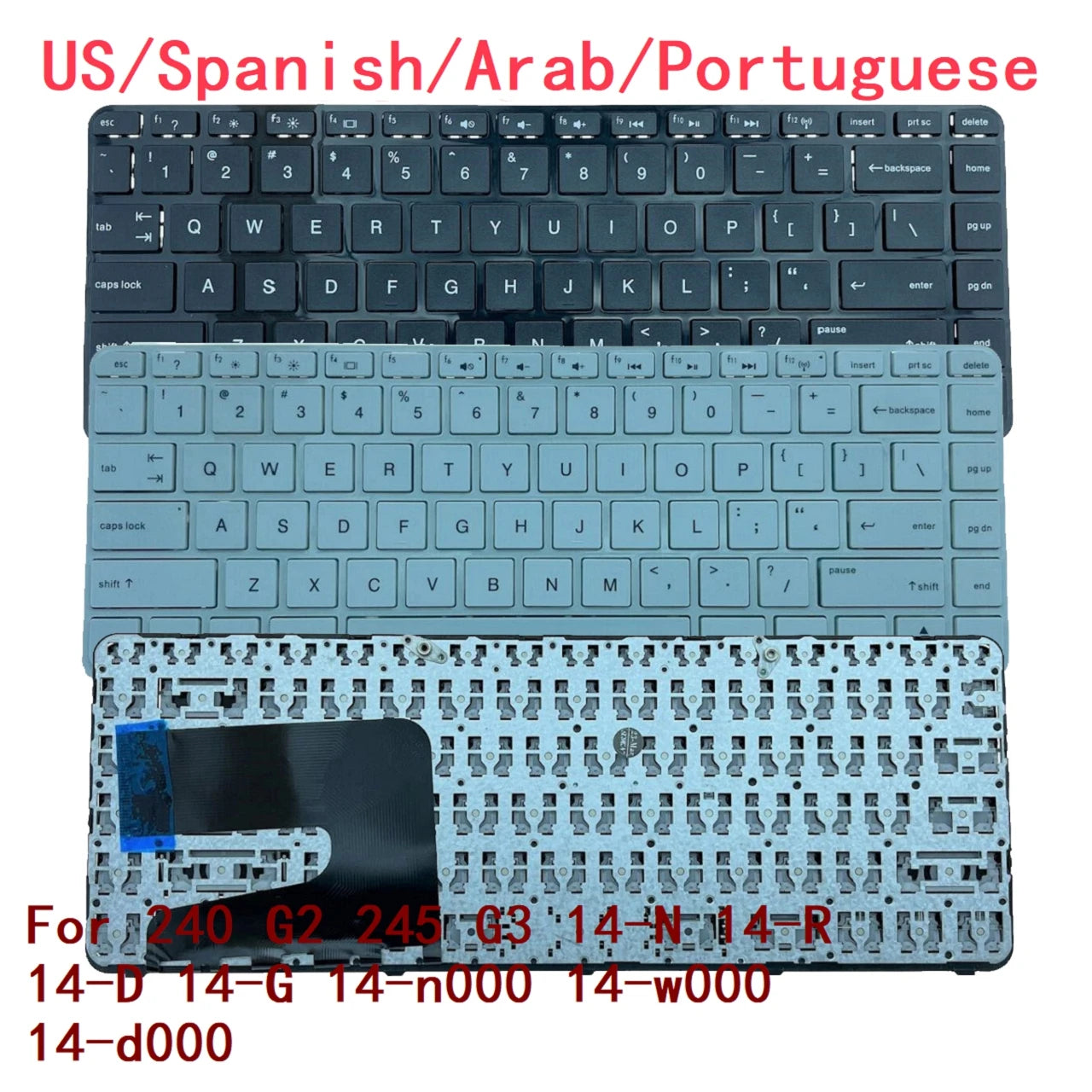 New US Spanish Arab Portuguese Laptop Keyboard For HP 240 G2 245 G3 14-N 14-R 14-D 14-G 14-n000 14-w000 14-d000 MP-13M5  HP laptop repair parts