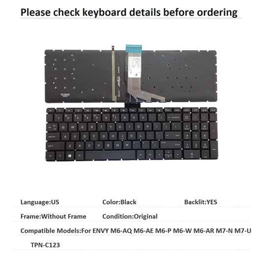 New US Language  Backlit Keyboard For HP ENVY M6-AQ M6-AE M6-P M6-W M6-AR M7-N M7-U TPN-C123 Notebook PC Replacement Keyboard  HP laptop repair parts