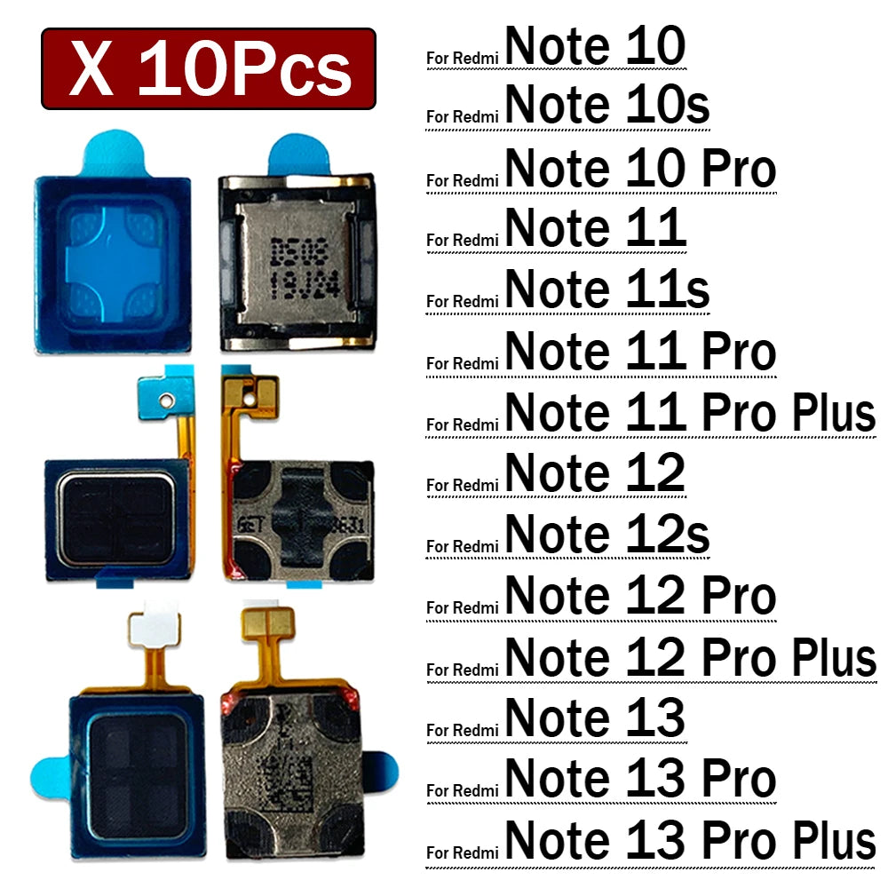 10Pcs, Earpiece Ear Speaker Sound Receiver Flex Cable For Xiaomi Redmi Note 10 10s 11 11s 12 12s 13 Pro Plus 4G 5G  Xiaomi  Xiao mi phone repair parts