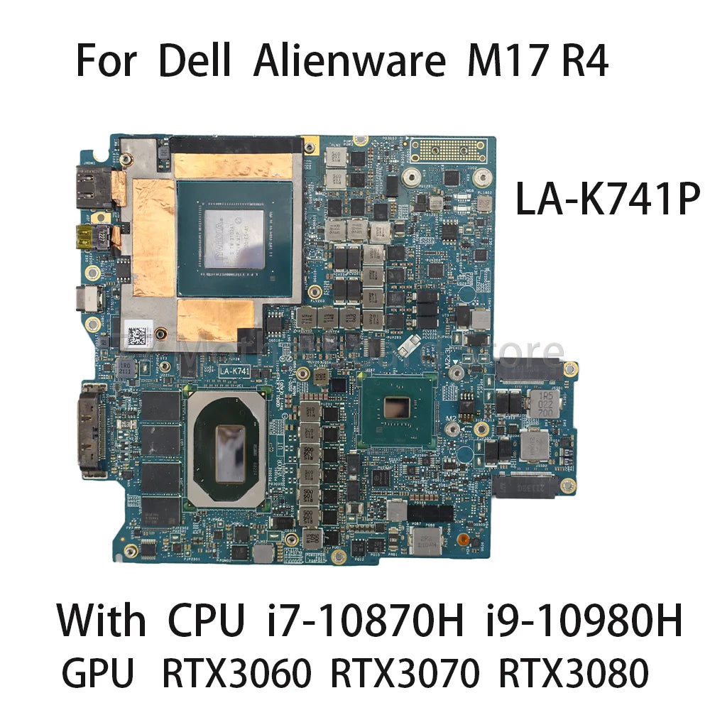 Laptop Motherboard For Dell Alienware M17 R4 M15 R4 GDR51 LA-K741P With CPU I7-10870H I9-10980H GPU RTX RTX3060 RTX3070 RTX3080 Dell laptop repair parts