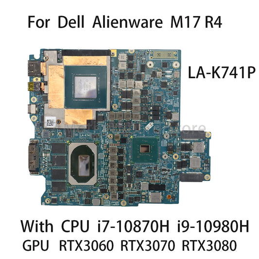Laptop Motherboard For Dell Alienware M17 R4 M15 R4 GDR51 LA-K741P With CPU I7-10870H I9-10980H GPU RTX RTX3060 RTX3070 RTX3080 Dell laptop repair parts
