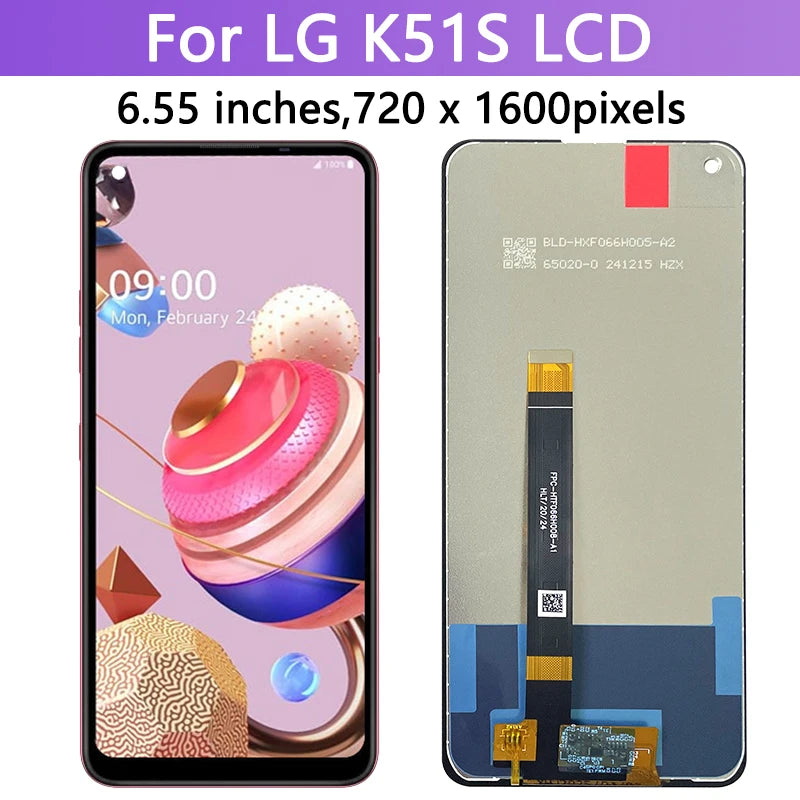 LMK510EMW, LM-K510EMW, LM-K510 Premium Lcd For LG k51s Display Touch Screen Digitizer Panel Assembly K51S Screen Frame LG phone repair parts