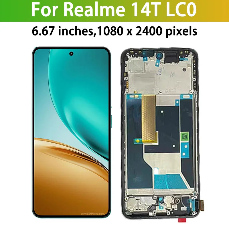 6.67"Super AMOLED For Realme 14T LCD RMX5078 Display Touch Screen Digitizer Panel Assembly For Realme14T Lcd Replacement Oppo phone repair parts Realme phone repair parts