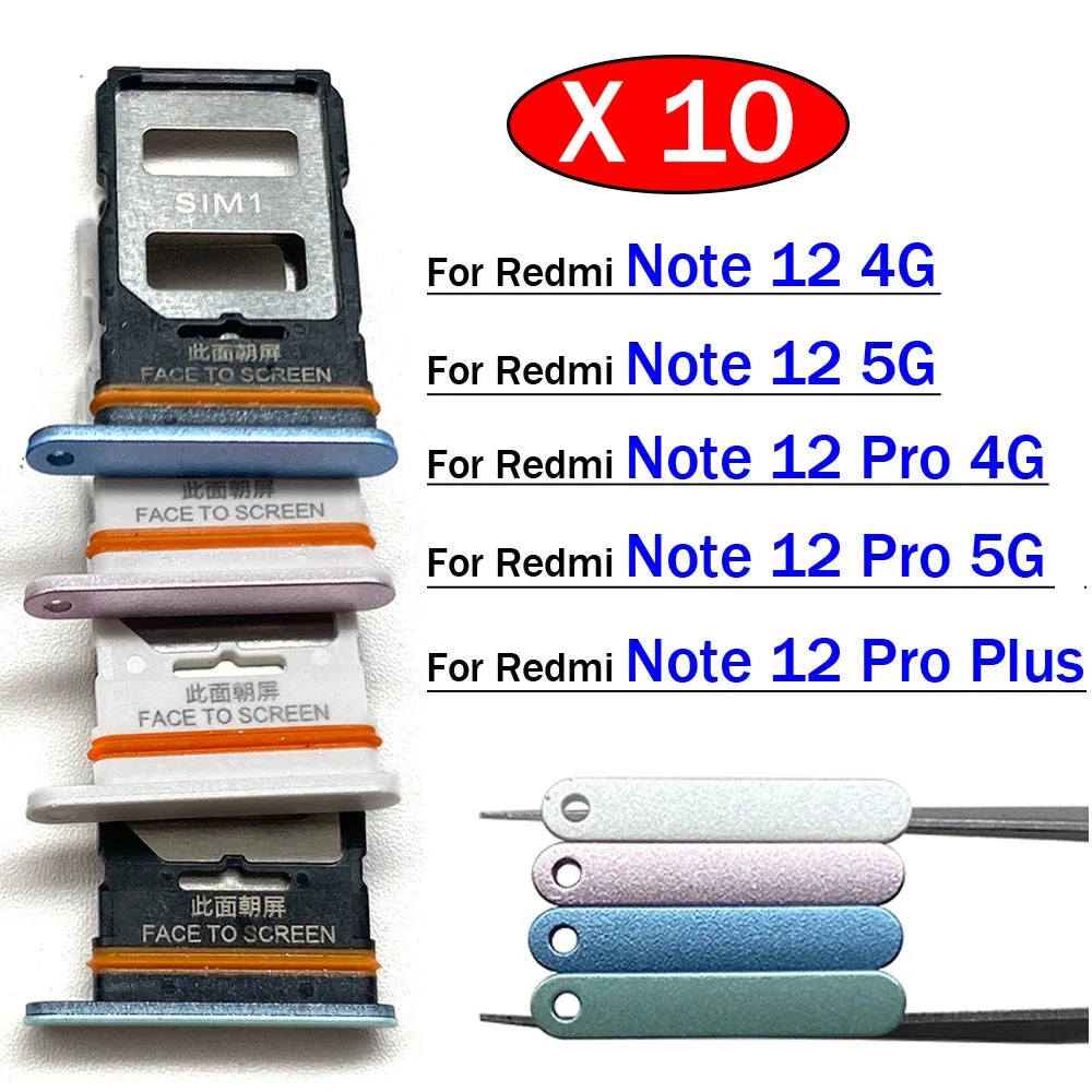 10Pcs, Micro Nano SIM Card Holder Tray Slot Holder Adapter Socket For Xiaomi Redmi Note 12 12s Pro Plus 4G 5G  Xiaomi  Xiao mi phone repair parts