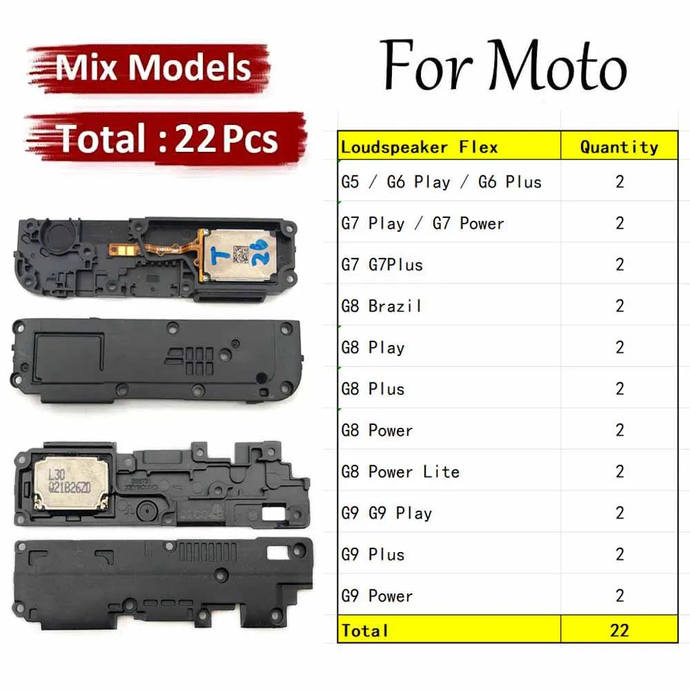 22Pcs, Buzzer Ringer Loud Speaker Loudspeaker Flex Cable For Motorola Moto G5 G6 G7 G8 G9 Play Plus Power Lite Motorola phone repair parts