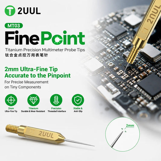 2UUL MT03 Multimeter Probe Tips Titanium Precision Probe Needle 2mm Ultra-Fine Tip For Precise PCB Circuit Testing Repair Tools Professional Repair Tools