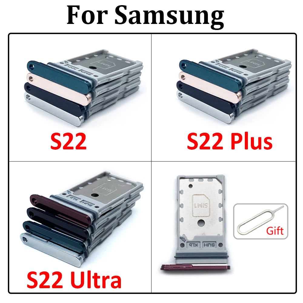 10Pcs/Lot, Micro Nano Dual SIM Card Holder Tray Slot Holder Adapter Socket For Samsung S22 / S22 Plus / S22 Ultra Samsung phone repair parts