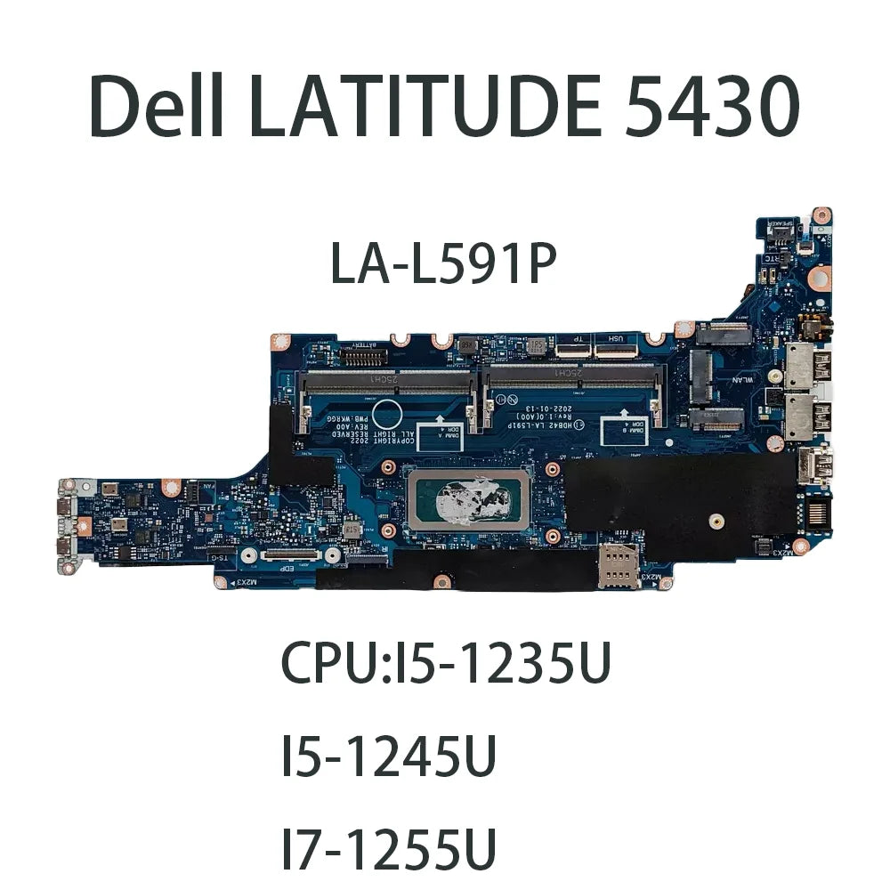 For Dell LATITUDE 5430 Laptop Mainboard LA-L591P With CPU:I5-1235U I5-1245U I7-1255U 1Y2TP CN-01Y2TP Motherboard Dell laptop repair parts