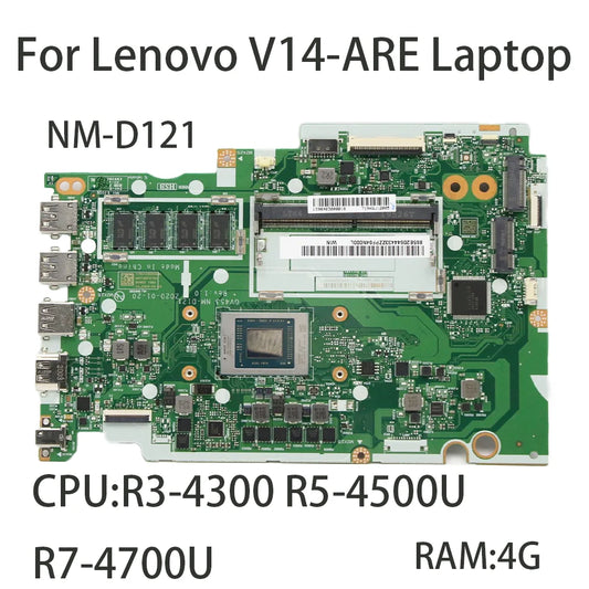 Laptop Motherboard For Lenovo V14-ARE Laptop NM-D121 With CPU R3-4300U R5-4500U R7-4700U 4G RAM  FRU:5B20S44433 5B20S44435  Lenovo laptop repair parts