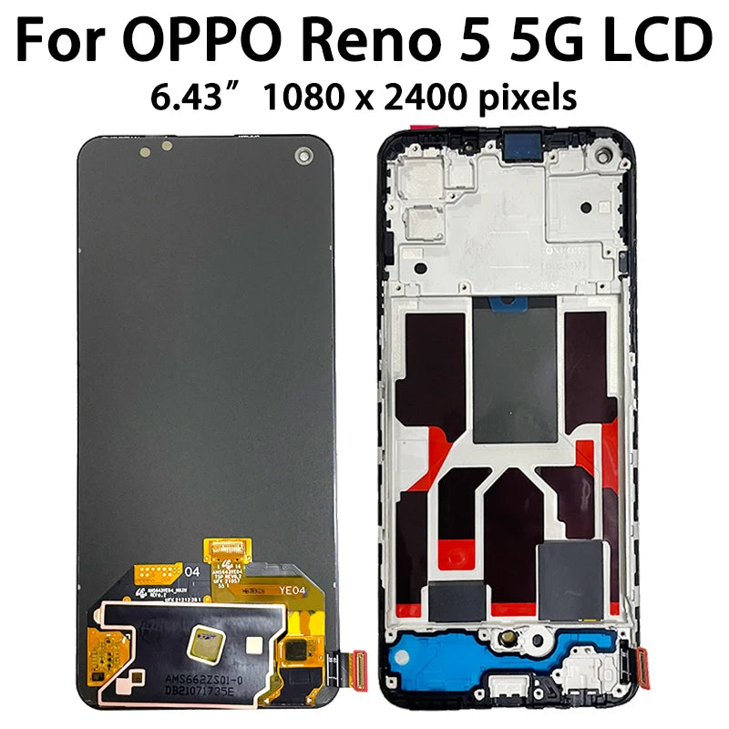 New for Oppo Reno 5 4G CPH2159 Lcd Display Touch Screen Digitizer Assembly for Oppo Reno5 5G PEGM00, PEGT00, CPH2145 LCD  Oppo phone repair parts