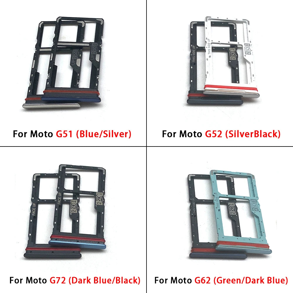 10Pcs, New For Motorola Moto G31 G51 G71 G22 G32 G52 G62 G72 Micro Nano SIM Card Holder Tray Slot Holder Adapter Socket Motorola phone repair parts