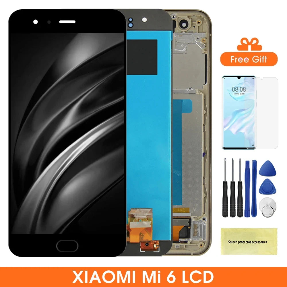 Mi 6 Display Screen, for Xiaomi Mi 6 Mi6 MCE16 Lcd Display Touch Screen Digitizer with Frame Replacement for Xiaomi 6 Xiaomi phone repair parts