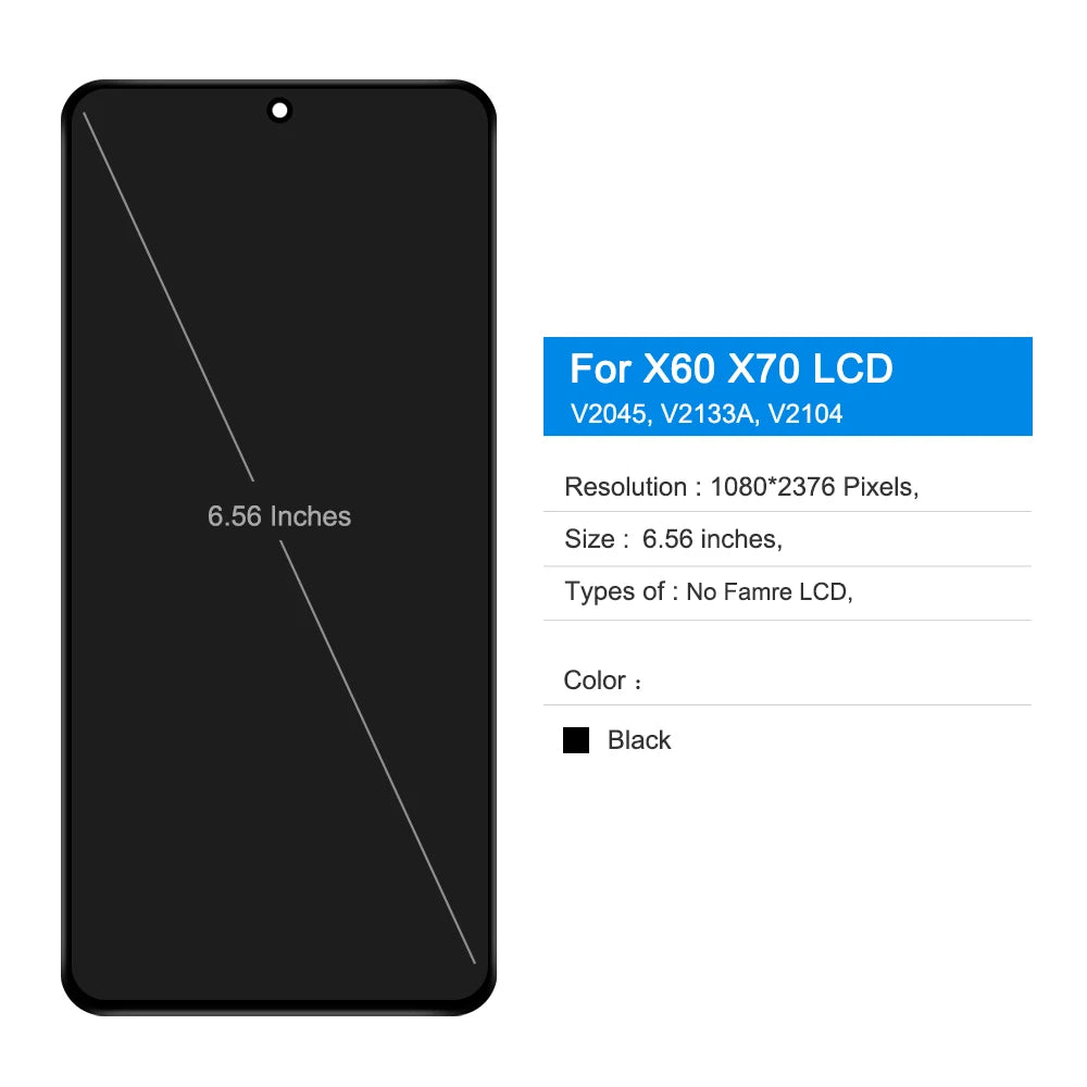OELD For Vivo X60 X70 V2045 V2046 LCD Display Touch Screen Digitizer Assembly For Vivo X60 X70 Display Screen Replacement Parts Vivo phone repair parts