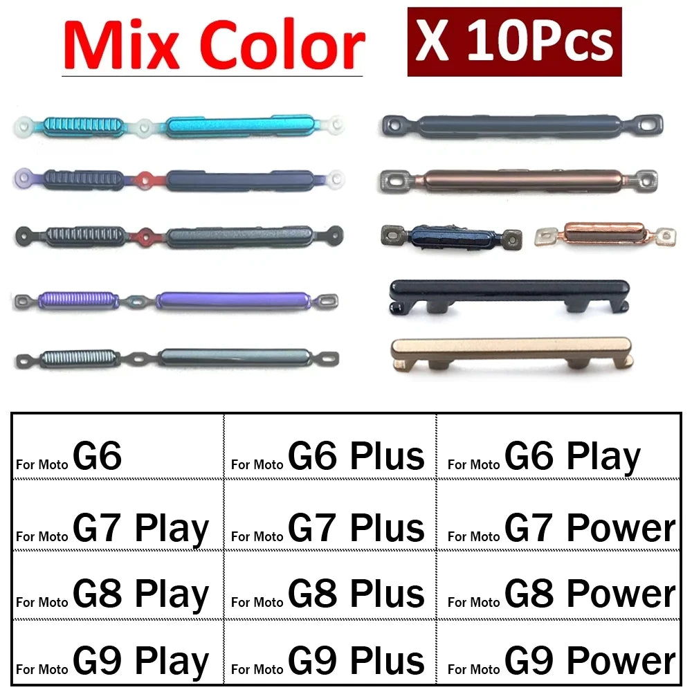10Pcs, Power Button + Volume Side Button Key For Motorola Moto G6 G7 G8 G9 Plus Play Power Lite Replacement Parts Motorola phone repair parts