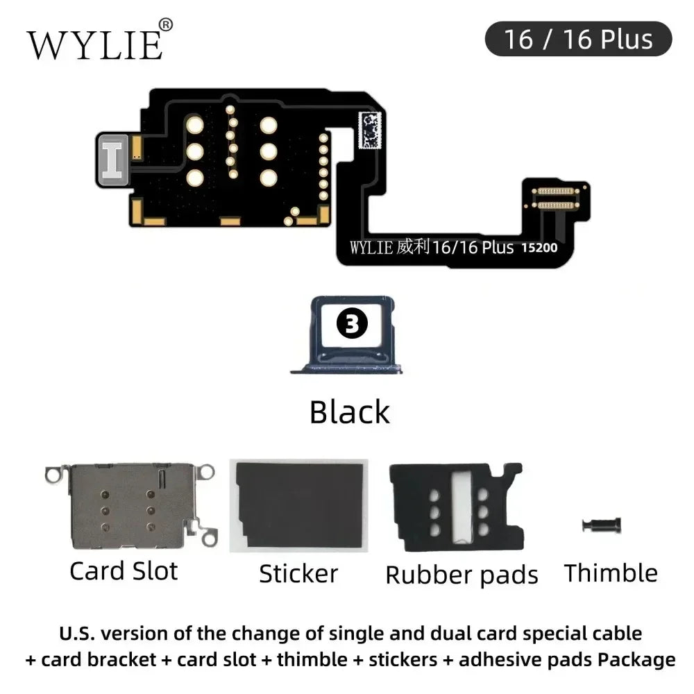 WYLIE Dual Card Change to Single Card Cable for IPHONE 14/15 16Pro Max Series eSIM to SIM No Need Separation No Damage Flex Part Professional Repair Tools