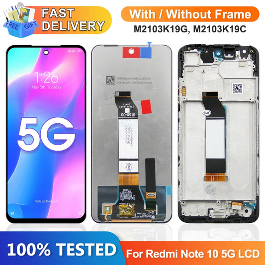 6.5'' Display for Xiaomi Redmi Note 10 5G M2103K19G Lcd Display Touch Screen with Frame for Redmi Note 10 5G Replacement Screen Xiaomi phone repair parts