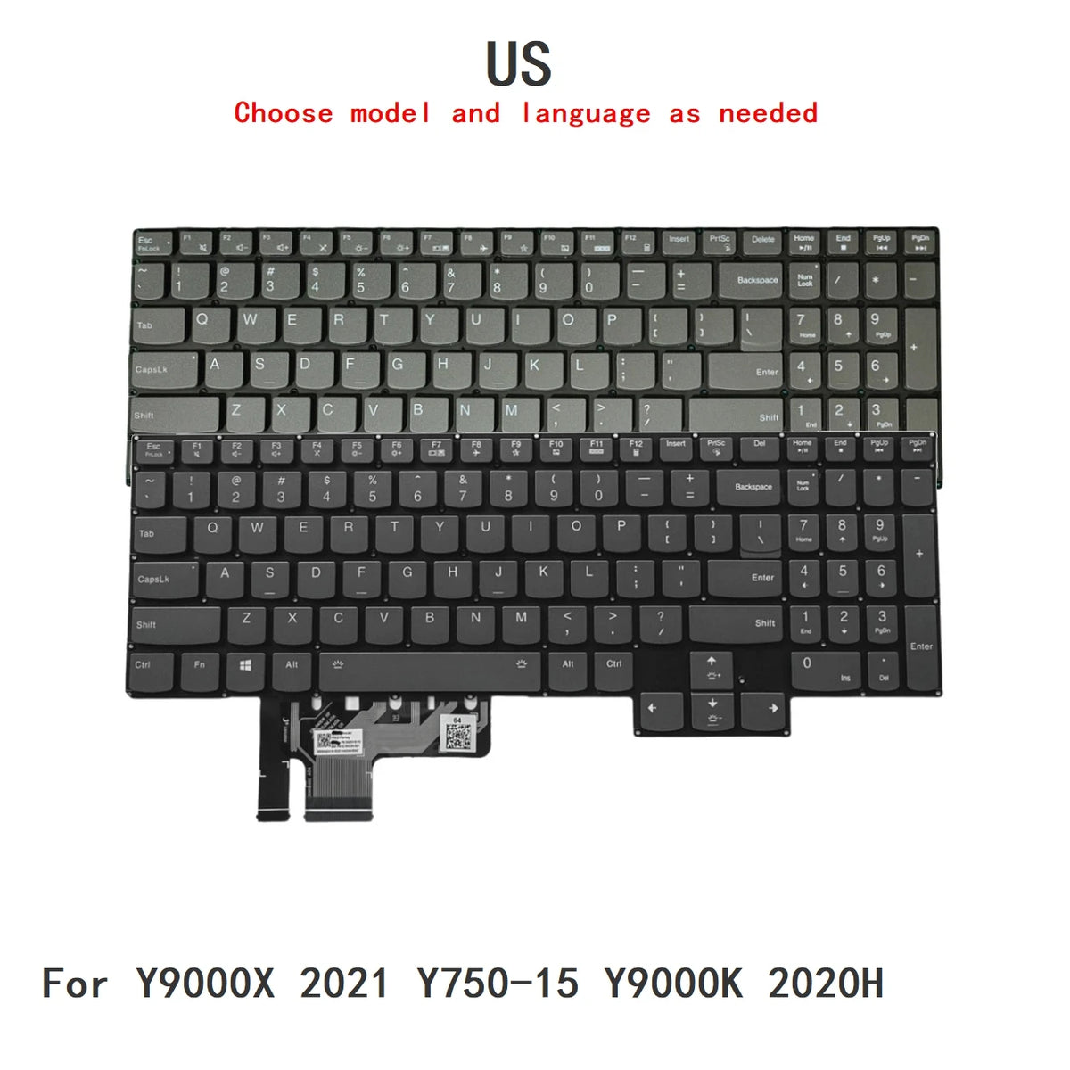 New US Language  RGB Keyboard For Lenovo Y9000X 2021 Y750-15 Y9000K 2020H Notebook PC Replacement Keyboard Lenovo laptop repair parts